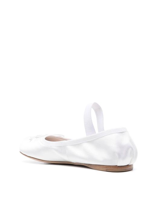 Miu Miu White Logo-strap Ballerina Shoes
