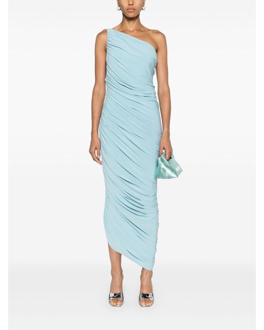 Norma Kamali Blue Diana Ruched Gown