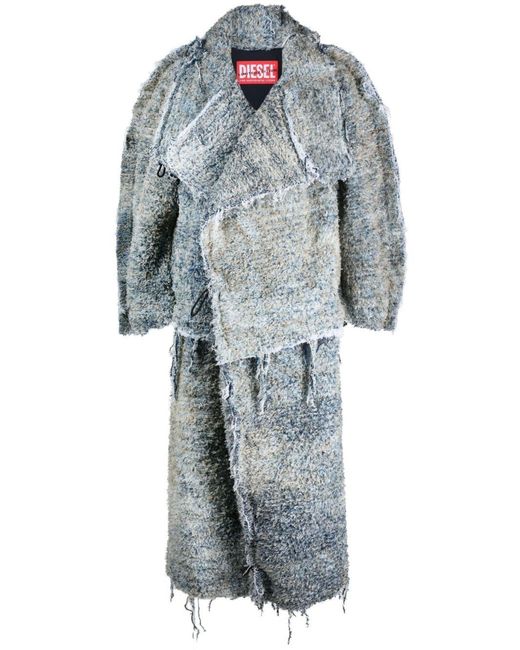 DIESEL Gray D-fsb Denim Faux-fur Coat for men
