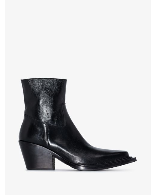 Acne Black Bruna Leather Ankle Boots
