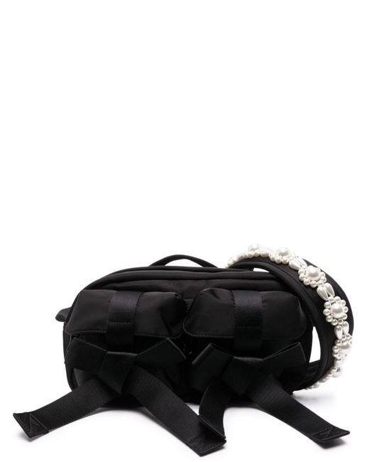 Simone Rocha Black Embellished Bow Belt Bag