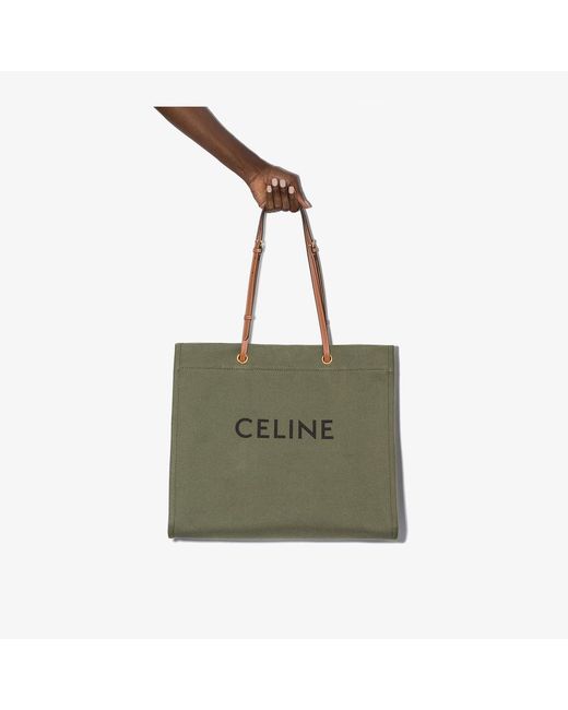 Céline Green Khaki Squared Cabas Tote Bag