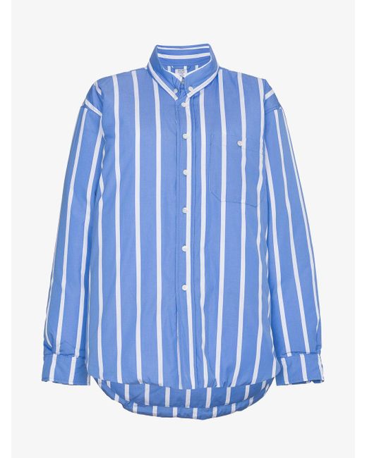 Vetements Blue Stripe Puffa Shirt Jacket