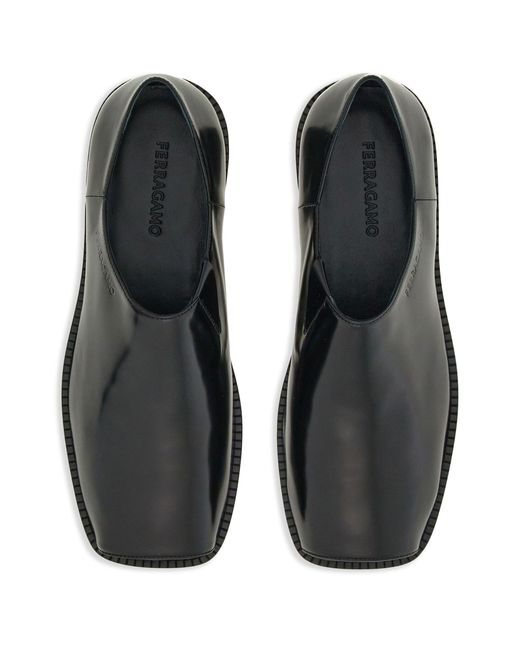 Ferragamo Gray Patent Finish Peep Toe Loafers - Men's - Calfskin/lambskin/goat Skin for men