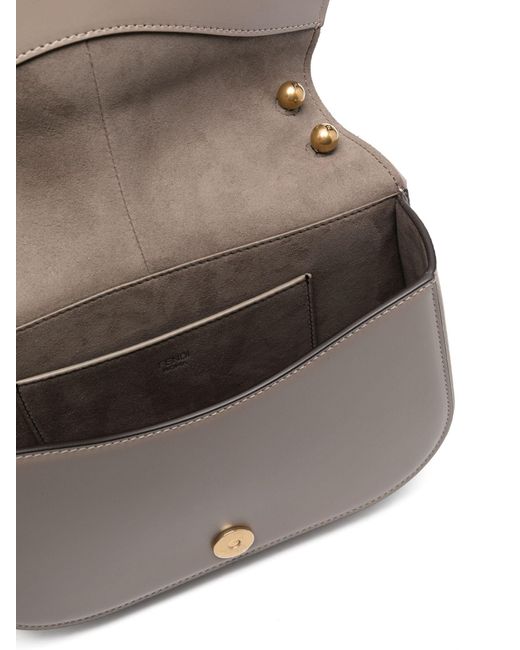Fendi Gray Grey C'mon Medium Leather Satchel - Women's - Calf Leather