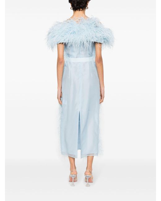 Huishan Zhang Blue Angelina Feather-embellished Midi Dress