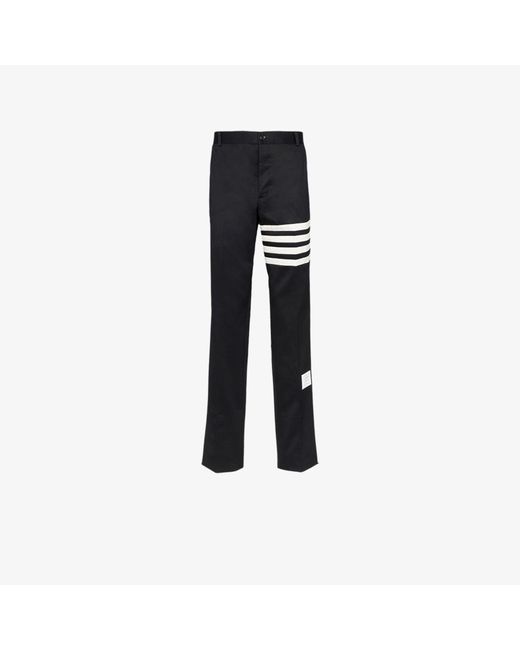 Thom Browne Black 4-bar Stripe Cotton Trousers for men