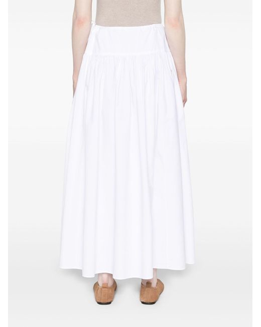 The Row Leddie A-line Cotton Skirt in White | Lyst
