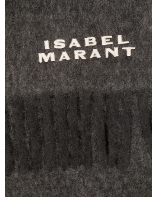 Isabel Marant Gray Firny Logo-embroidered Scarf
