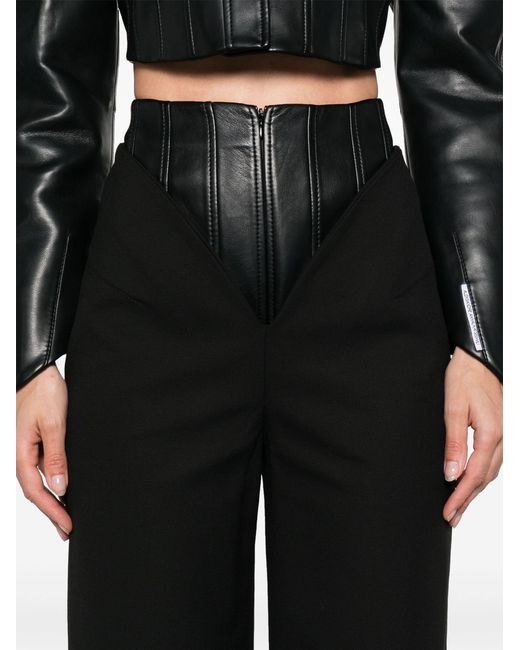 Aleksandre Akhalkatsishvili Black Corset-waist Straight-leg Trousers - Women's - Viscose/lycra/polyester/artificial Leather