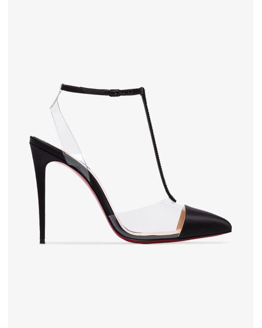 Christian Louboutin Black Nosy 100 Patent-leather And Pvc T-bar Pumps