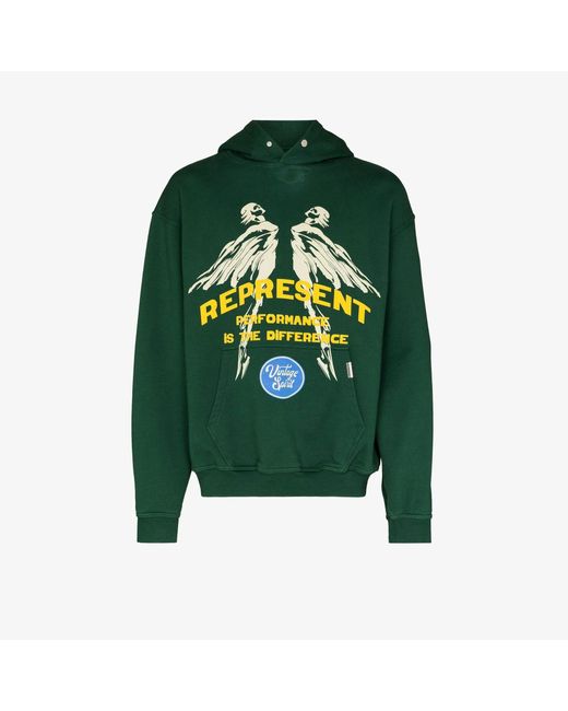 Represent Graphic Print Cotton Hoodie in Green for Men | Lyst