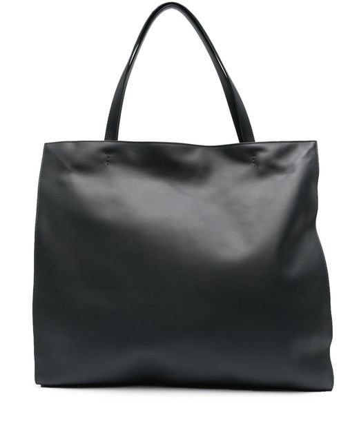 Maeden Black Blue Yumi Leather Tote Bag
