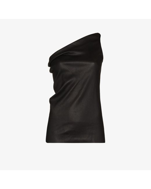 Rick Owens Black Athena Asymmetric Leather Top - Women's - Cotton/lycra/leather