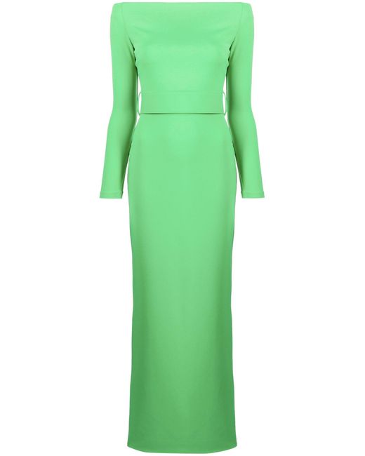Solace London Green Sabina Off-the-shoulder Stretch-crepe Maxi Dress