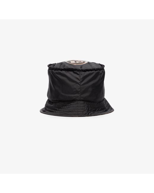 Fendi Black Reversible Ff Logo Print Bucket Hat