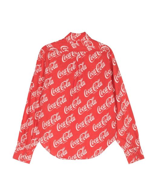 ERL Red X Coca-cola Logo-print Shirt - Unisex - Linen/flax/cotton