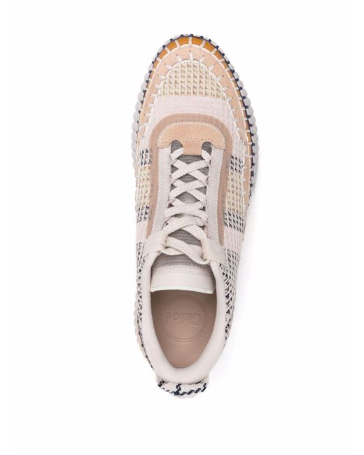 Chloé Pink Neutral Nama Recycled Mesh Sneakers