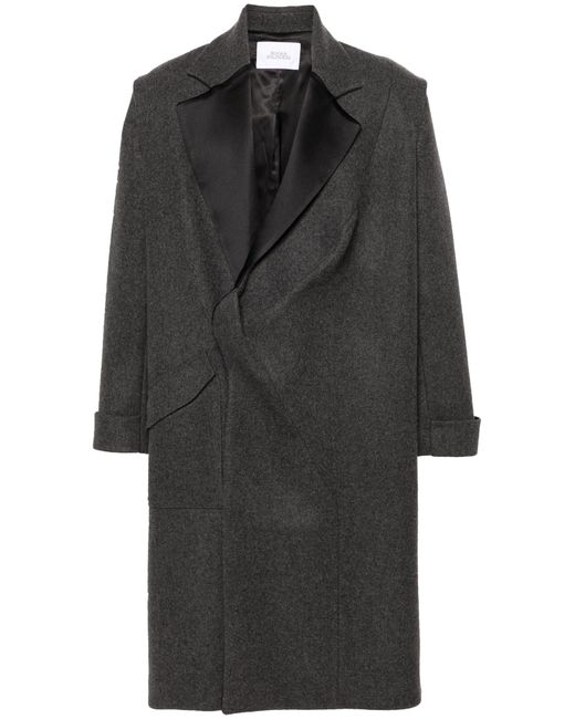 Bianca Saunders Black Pinches Single-breasted Wool Coat for men