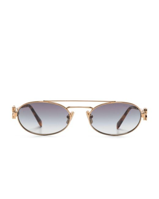 Miu Miu Metallic Oval-frame Sunglasses