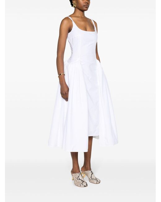 16Arlington White Vezile Draped-panels Poplin Dress
