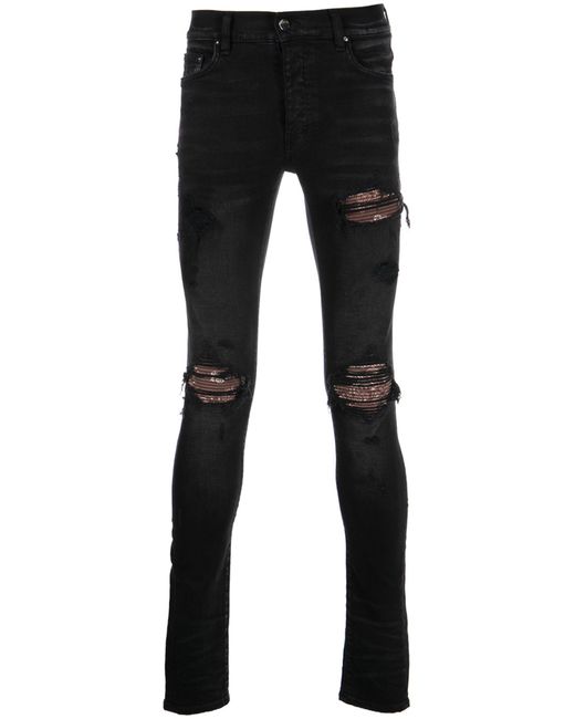 Amiri Denim Mxi Bandana Distressed Skinny Jeans in Black for Men Lyst