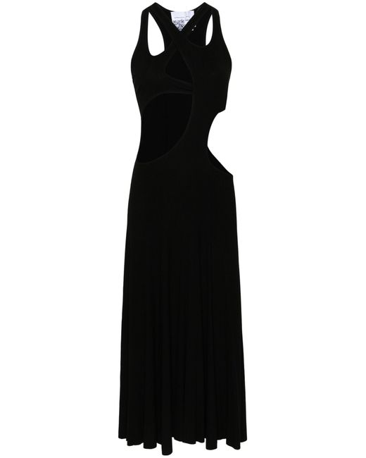 Natasha Zinko Black Cut-out Ribbed Midi Dress - Women's - Viscose/spandex/elastane