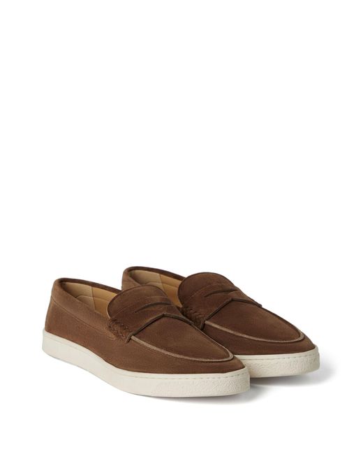 Brunello Cucinelli Brown Contrasting Suede Loafers - Men's - Latex/suede/leather for men