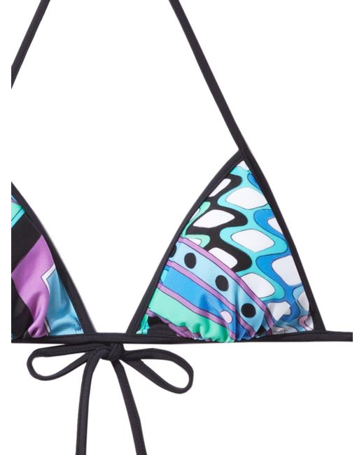 Emilio Pucci Blue Lycra Triangle Bikini Top