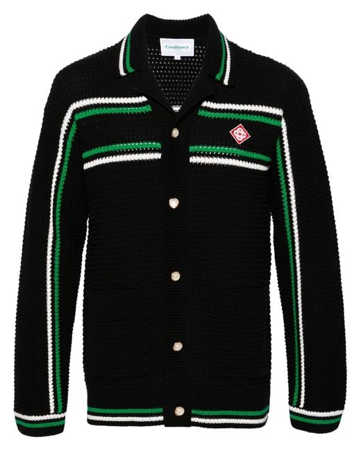 Casablancabrand Black Striped Detailing Cotton Cardigan for men