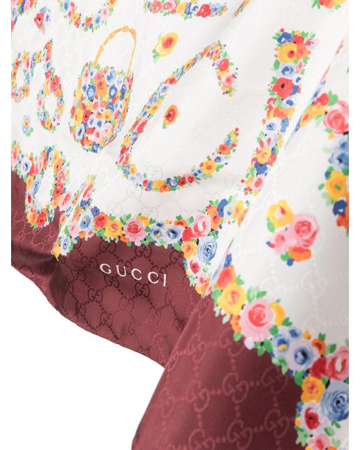 Gucci Red gg-jacquard Floral Silk Scarf - Women's - Silk
