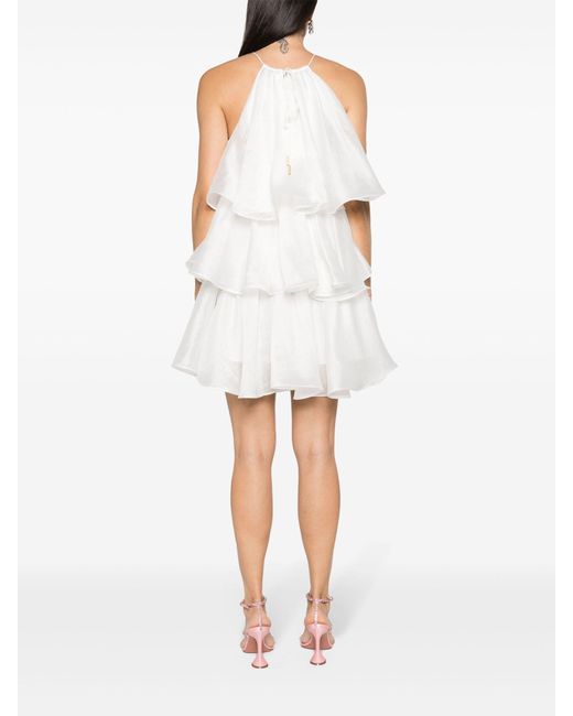 Aje. White Claudia Tiered Mini Dress