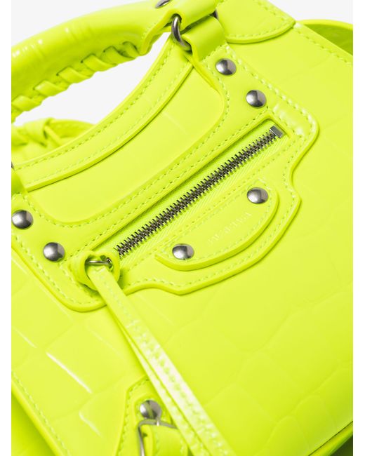 Balenciaga Neon Yellow Neo Classic Mini Mock Croc Top Handle Bag - -  Leather | Lyst UK