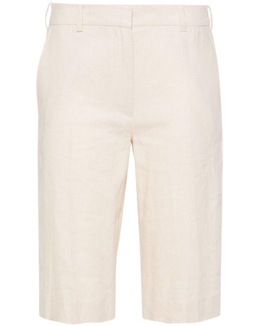 16Arlington Natural Light Beige Twill Tailored Shorts - Women's - Rayon/linen/flax/organic Cotton