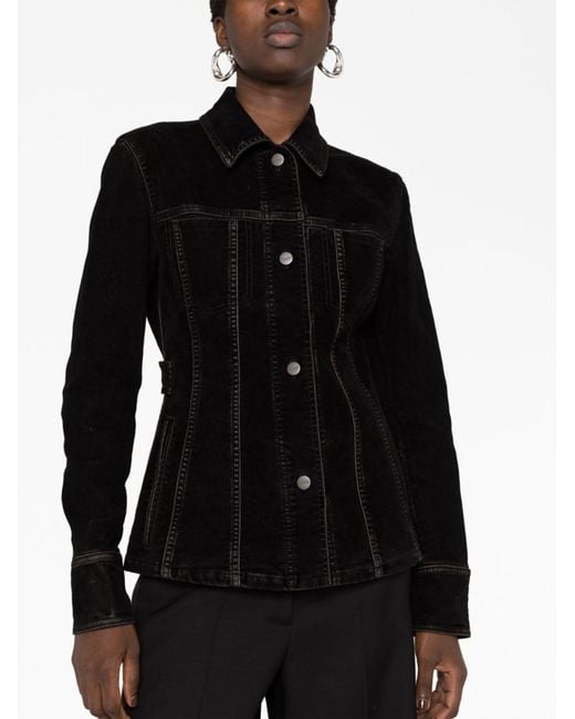 Ferragamo Black Velvet Trucker Jacket - Women's - Cotton/elastane