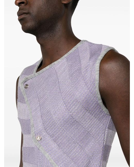 AV VATTEV Purple Striped Wrap Vest - Men's - Acrylic for men