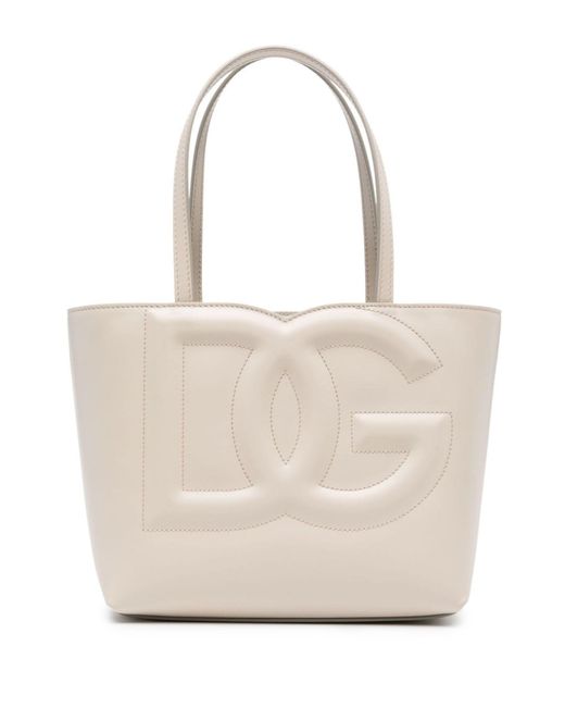 Dolce & Gabbana Natural Neutral Dg Logo Small Leather Tote Bag - Women's - Leather