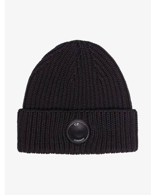 Leather Black Ribbed toggle Lens Beanie 