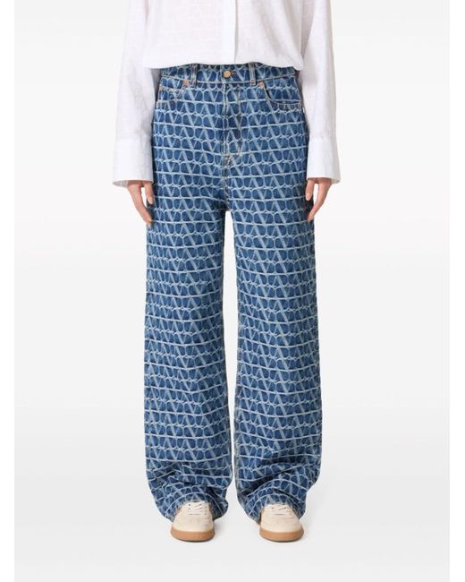 Valentino Garavani Blue Toile Iconographe Straight-leg Jeans - Women's - Cotton