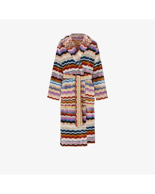 Missoni Multicolour Bonnie Wave Print Cotton Dressing Gown in Natural