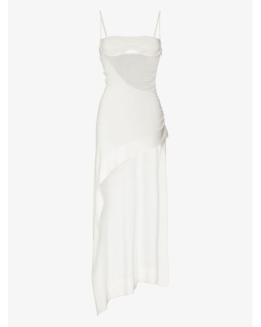 Mugler White Asymmetric Slip Dress