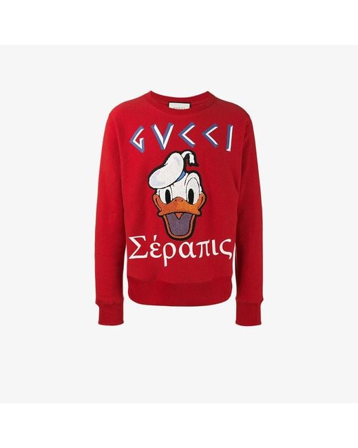 Gucci Red Donald Duck Applique Sweatshirt for men
