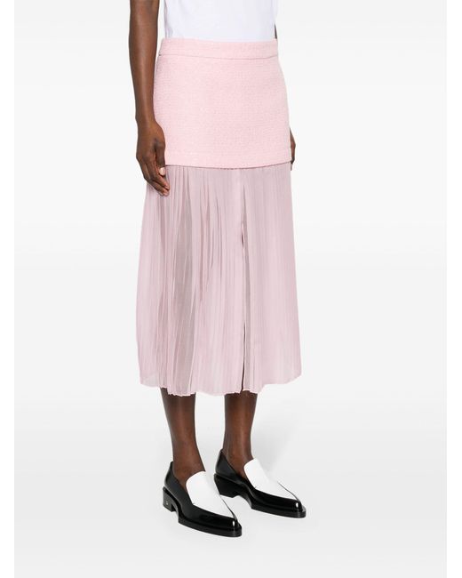 Gucci Pink Layered Silk-tweed Midi Skirt - Women's - Cotton/wool/polyamide/viscosepolyestersilk
