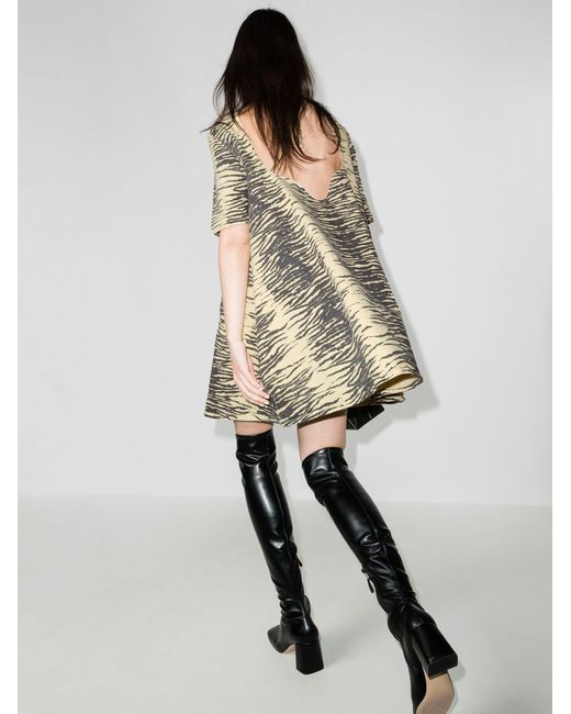 Ganni Yellow Tiger Print Dress Lyst