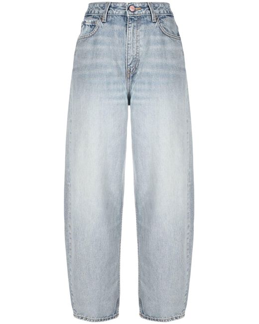 Ganni Blue Stary Curved-leg Jeans | Lyst