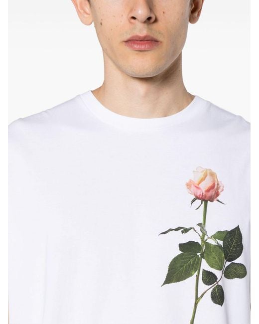 Simone Rocha White Rose Print Cotton T-shirt - Unisex - Cotton