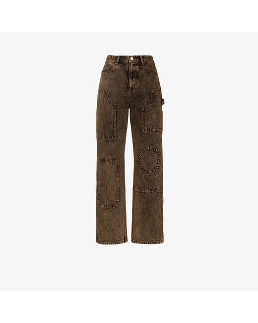 ANDERSSON BELL Brown Over-dyed Bauhaus Patched Jeans