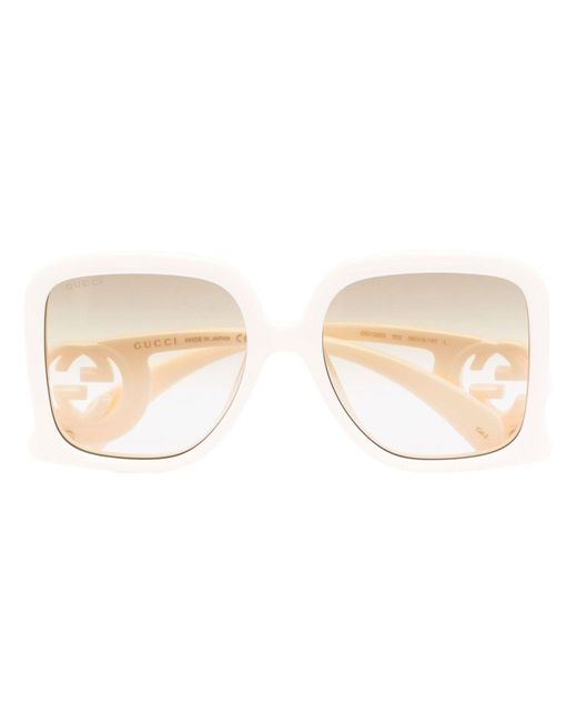 Gucci Natural Interlocking G Square-frame Sunglasses - Women's - Acetate