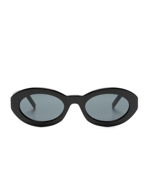 Saint Laurent Black Monogram Oval-frame Sunglasses - Women's - Acetate