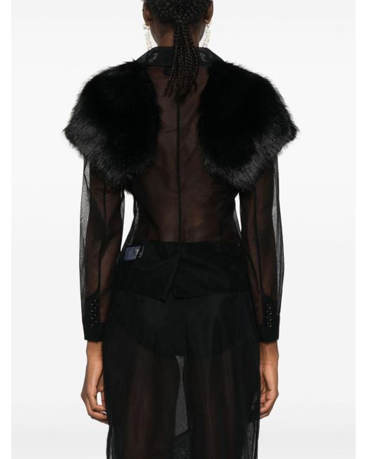 Simone Rocha Black Faux-Fur Tulle Jacket